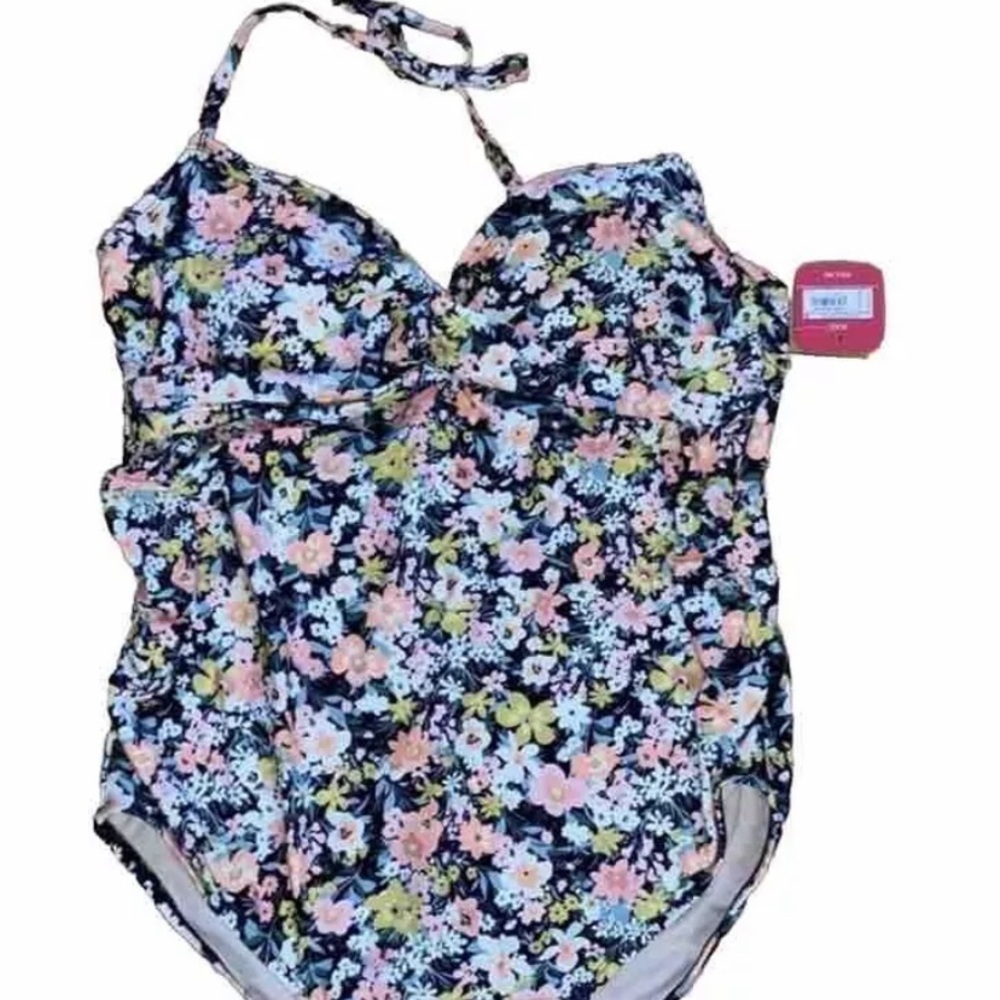 Isabel Maternity One Piece Swimsuit. NWT XXL.  Multicolor Floral Print.